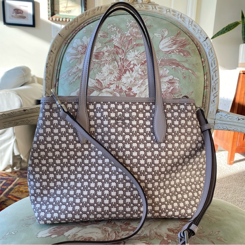 Kate Spade White Multi Spade Link Mini Tote Coated Canvas